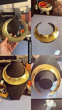 Vintage Hammered Gold-Tone Cleopatra Collar Necklace